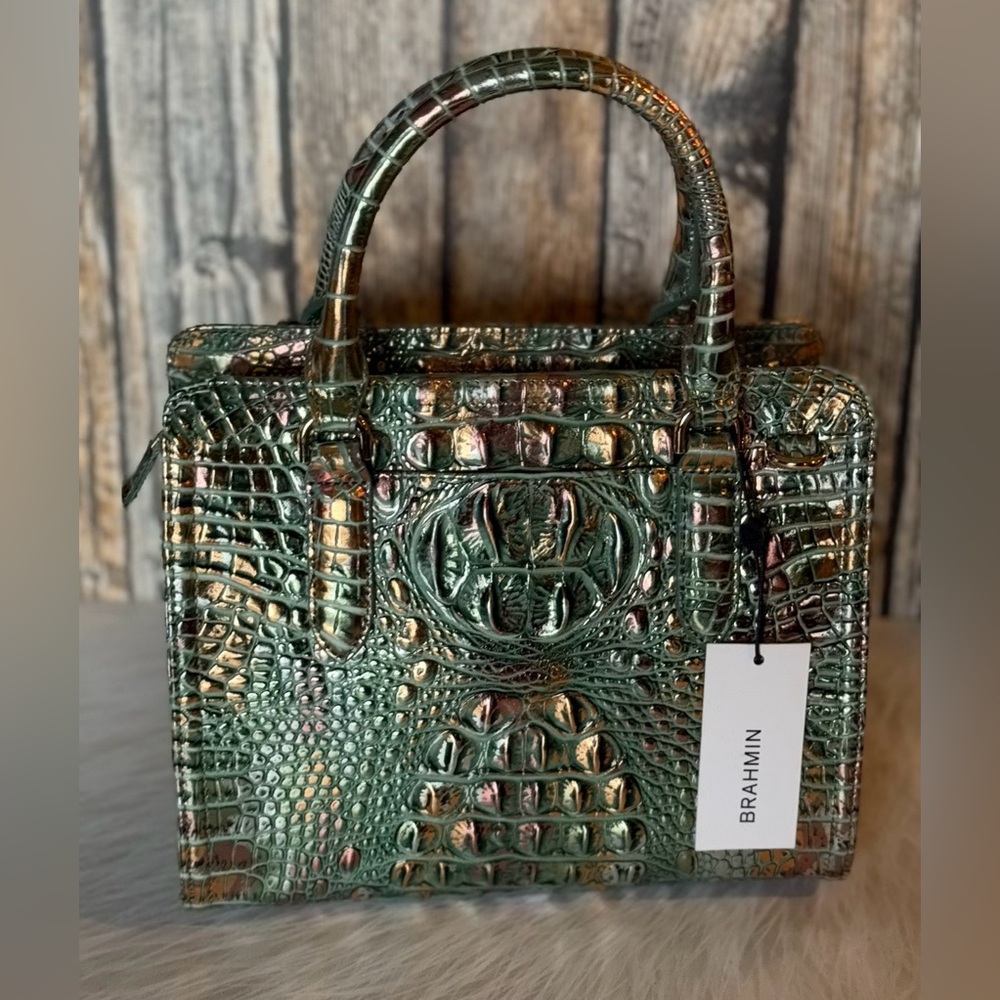 NWT Brahmin SOULFUL Cami Green copper metallic iridescent - Picture 12 of 15
